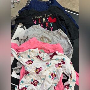 Carter's Floral & Graphic Long Sleeve Tees - Pink, White, Black, Gray, Navy